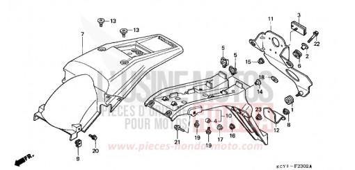 GARDE-BOUE ARRIERE (XR400RY,1,2,3-ED) XR400R3 de 2003